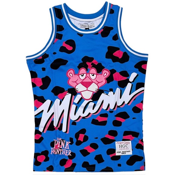 Pink Panther Leopard Miami Men's Headgear Classics Embroidered Basketball Jersey - Picture 2 of 6